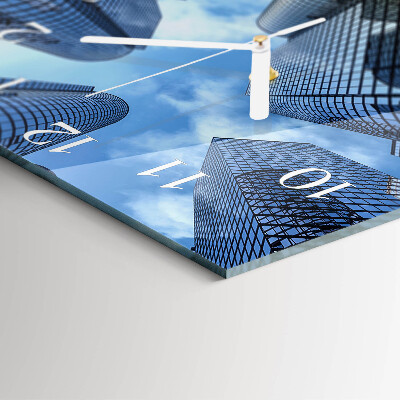 Square wall clock Glass Buildings