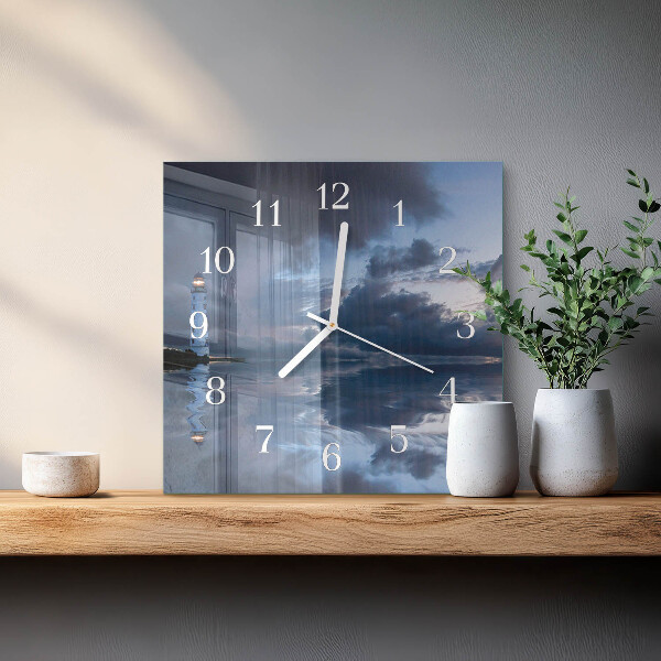 Square wall clock Lighthouse
