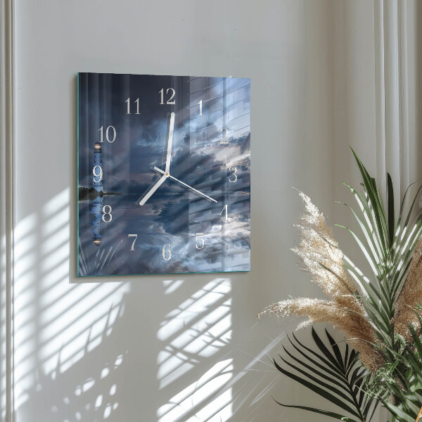 Square wall clock Lighthouse