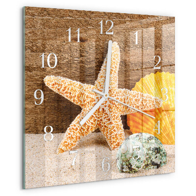 Square wall clock Starfish