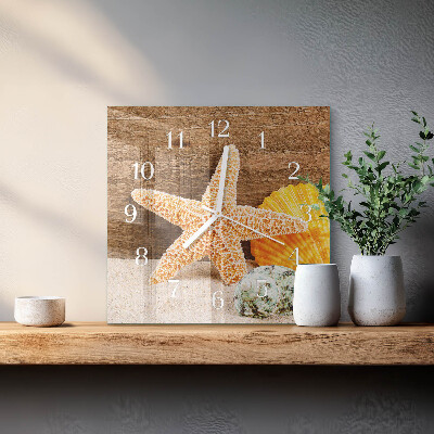 Square wall clock Starfish