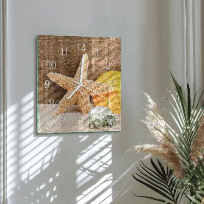 Square wall clock Starfish
