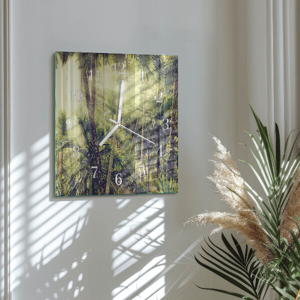 Square wall clock Palm trees
