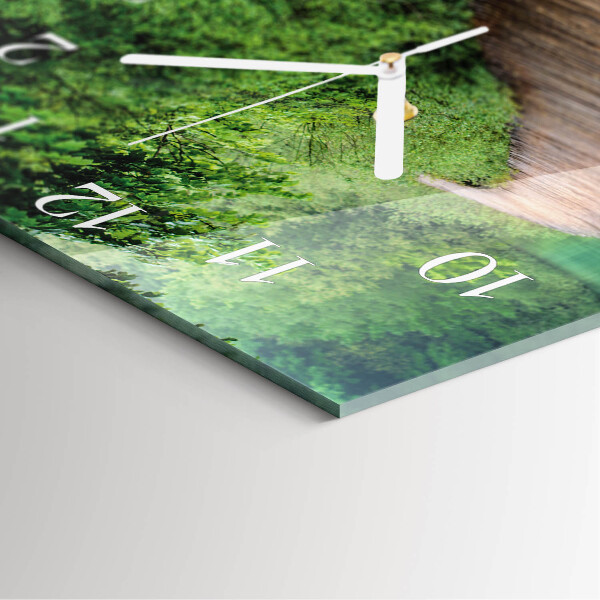 Square wall clock Wooden Walkway