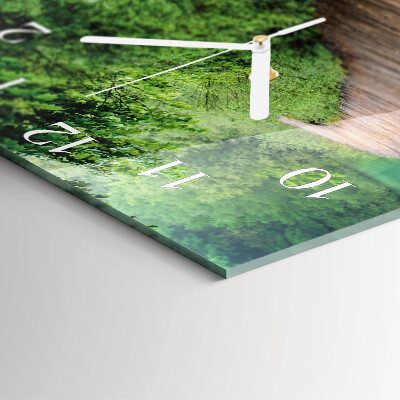 Square wall clock Wooden Walkway