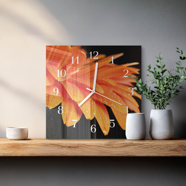 Square wall clock Gerbera