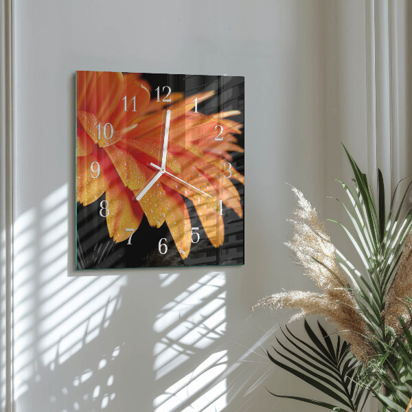 Square wall clock Gerbera