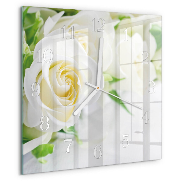 Square wall clock Roses