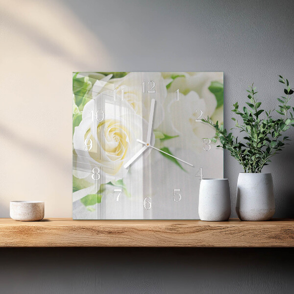 Square wall clock Roses