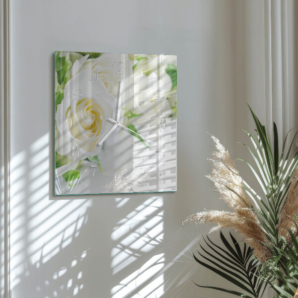 Square wall clock Roses