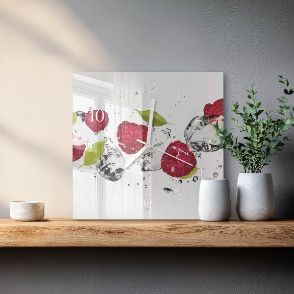 Square wall clock Raspberries