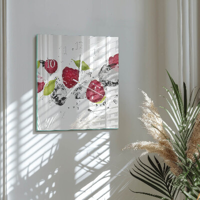 Square wall clock Raspberries