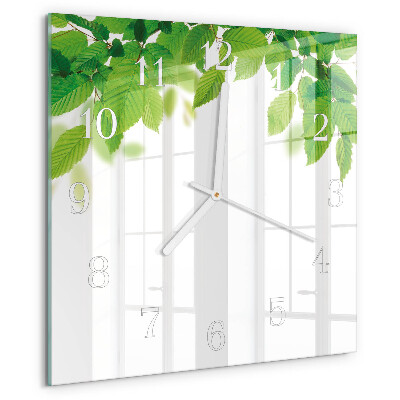 Square wall clock Leaves