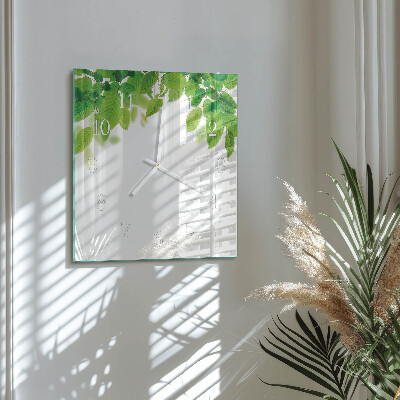 Square wall clock Leaves
