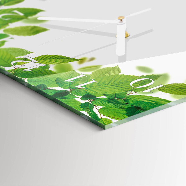 Square wall clock Leaves