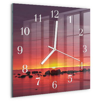 Square wall clock Sunset