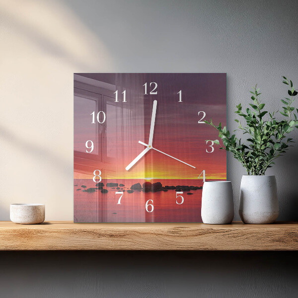 Square wall clock Sunset