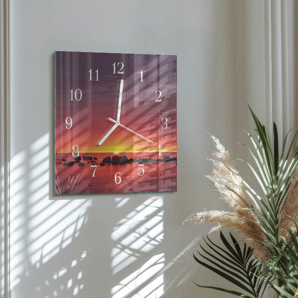 Square wall clock Sunset