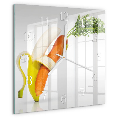 Square wall clock Carrots and Bananas