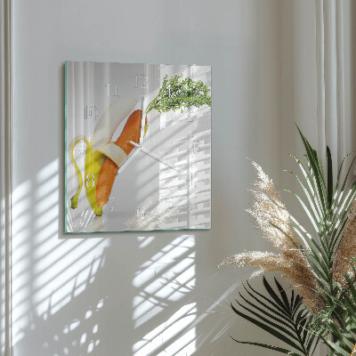 Square wall clock Carrots and Bananas