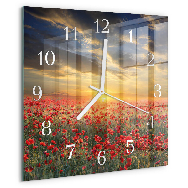 Square wall clock Poppy Field