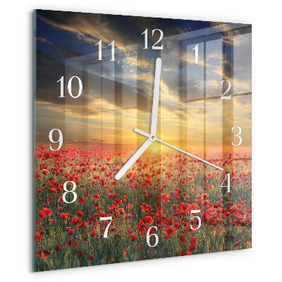 Square wall clock Poppy Field