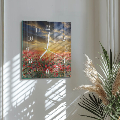 Square wall clock Poppy Field