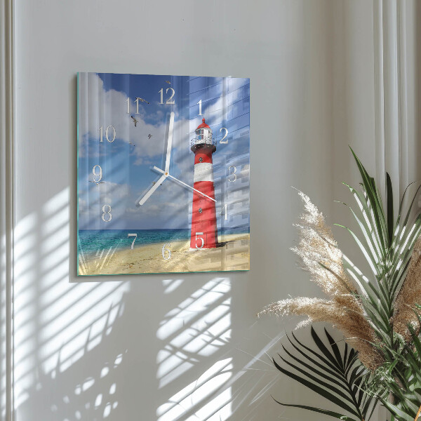 Square wall clock Lighthouse