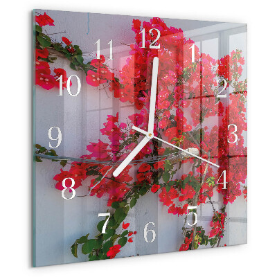 Square wall clock Flowers