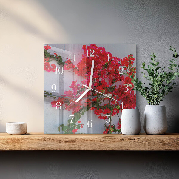 Square wall clock Flowers