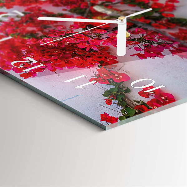 Square wall clock Flowers