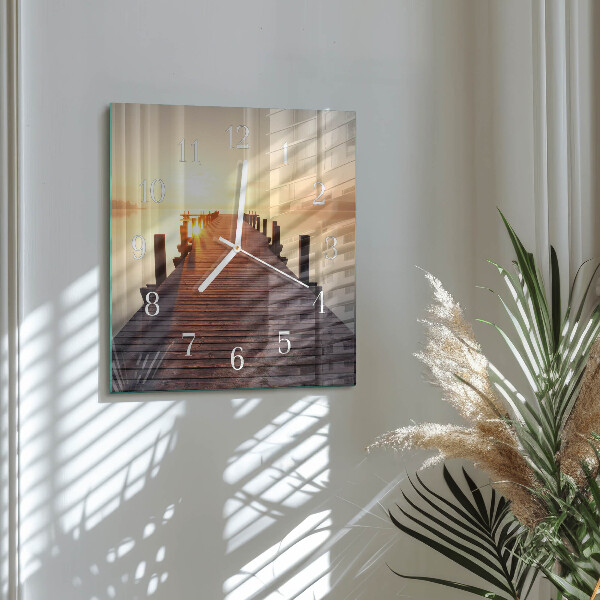 Square wall clock Bridge Over the Lake