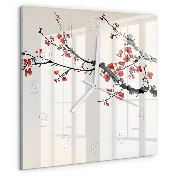 Square wall clock Flowers