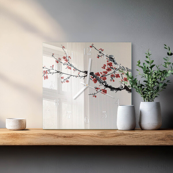 Square wall clock Flowers