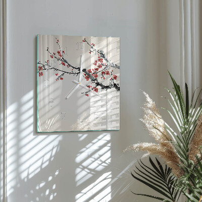 Square wall clock Flowers