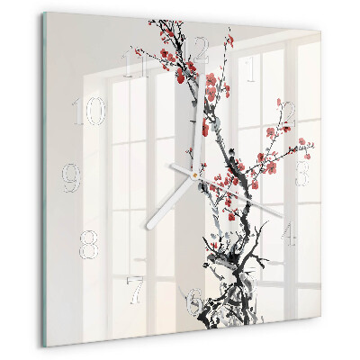 Square wall clock Flowers