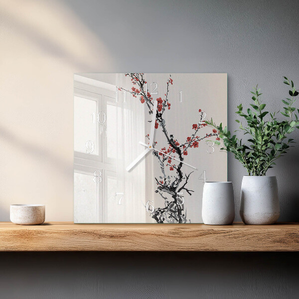 Square wall clock Flowers