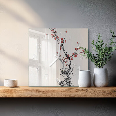 Square wall clock Flowers