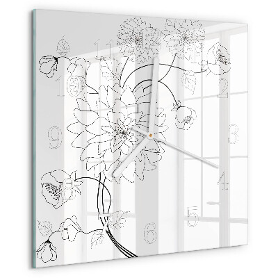 Square wall clock Flowers