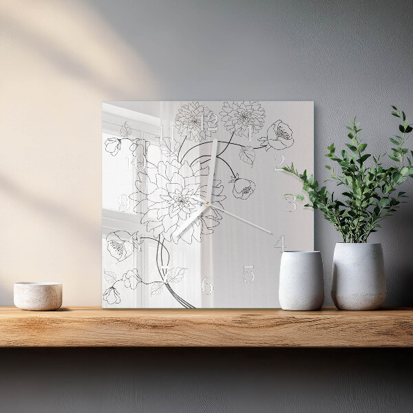 Square wall clock Flowers
