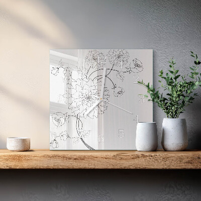Square wall clock Flowers