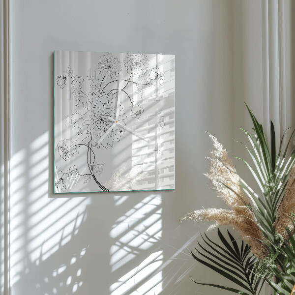 Square wall clock Flowers
