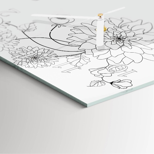 Square wall clock Flowers