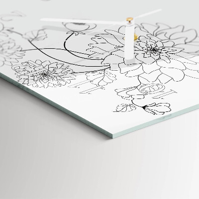 Square wall clock Flowers