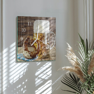 Square wall clock Beer Pretzel