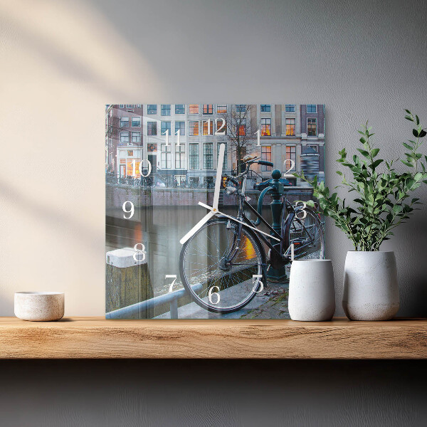Square wall clock Bicycle