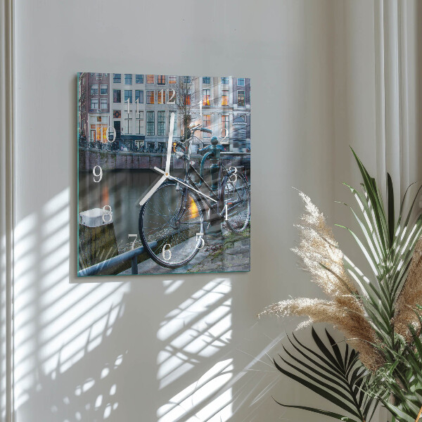 Square wall clock Bicycle