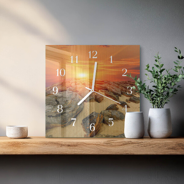 Square wall clock Sunset