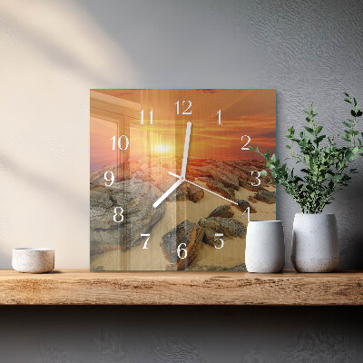Square wall clock Sunset