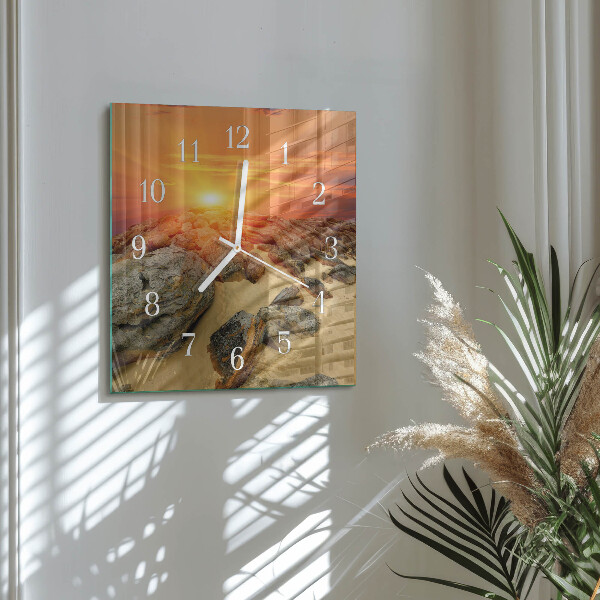 Square wall clock Sunset